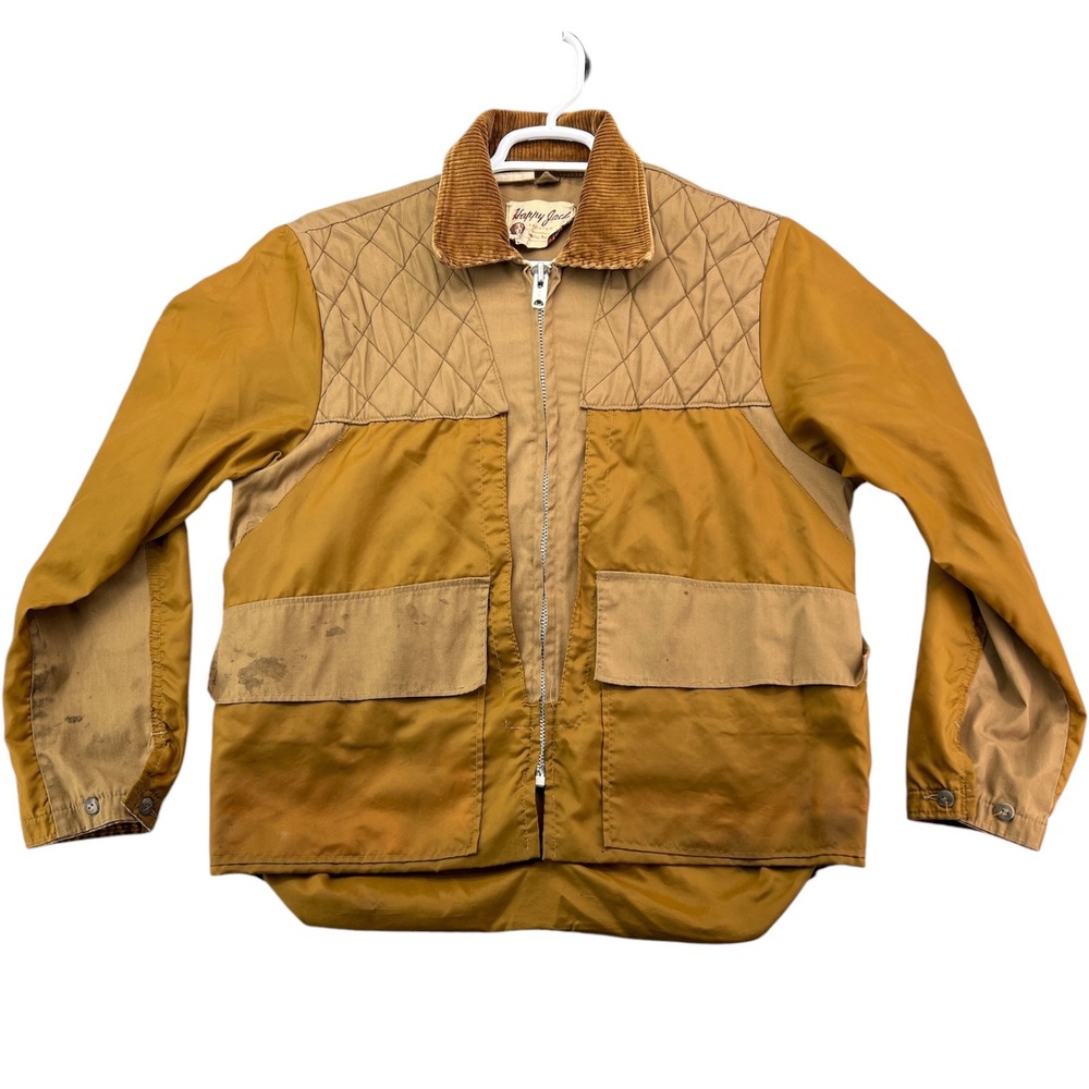 Vintage Happy Jack Sportswear Hunting Jacket Mens Medium Brown Tan Quilted Zip